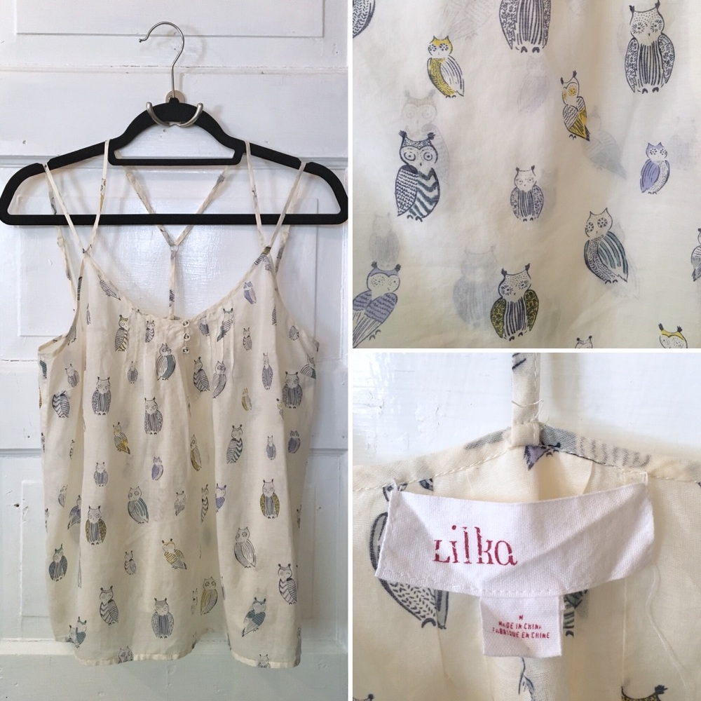 HOLD: Anthropologie Lilka Charming Owl Cotton Tank
